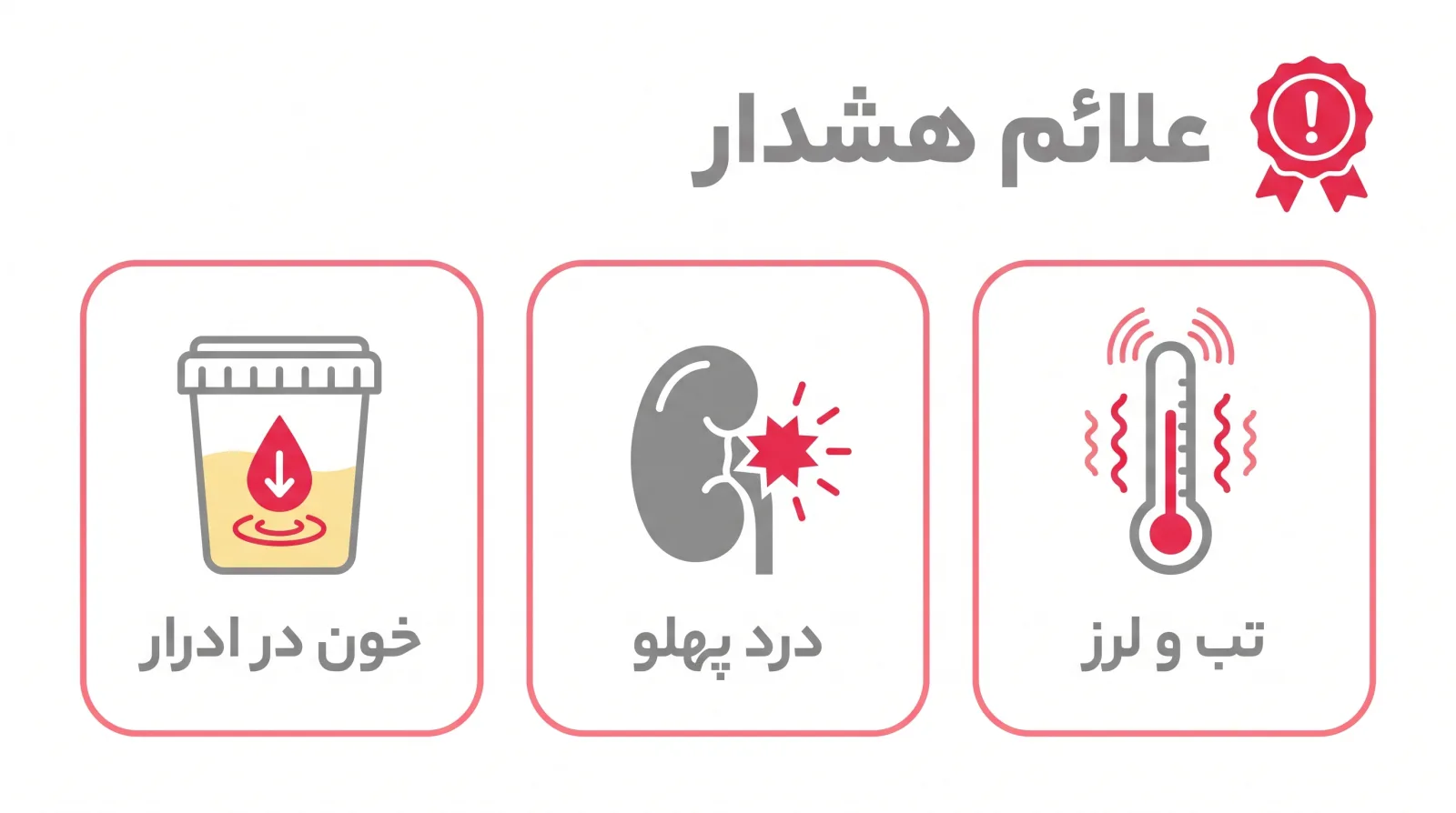 اینفوگرافیک علائم هشدار سوزش ادرار که نیاز به مراجعهی فوری دارند